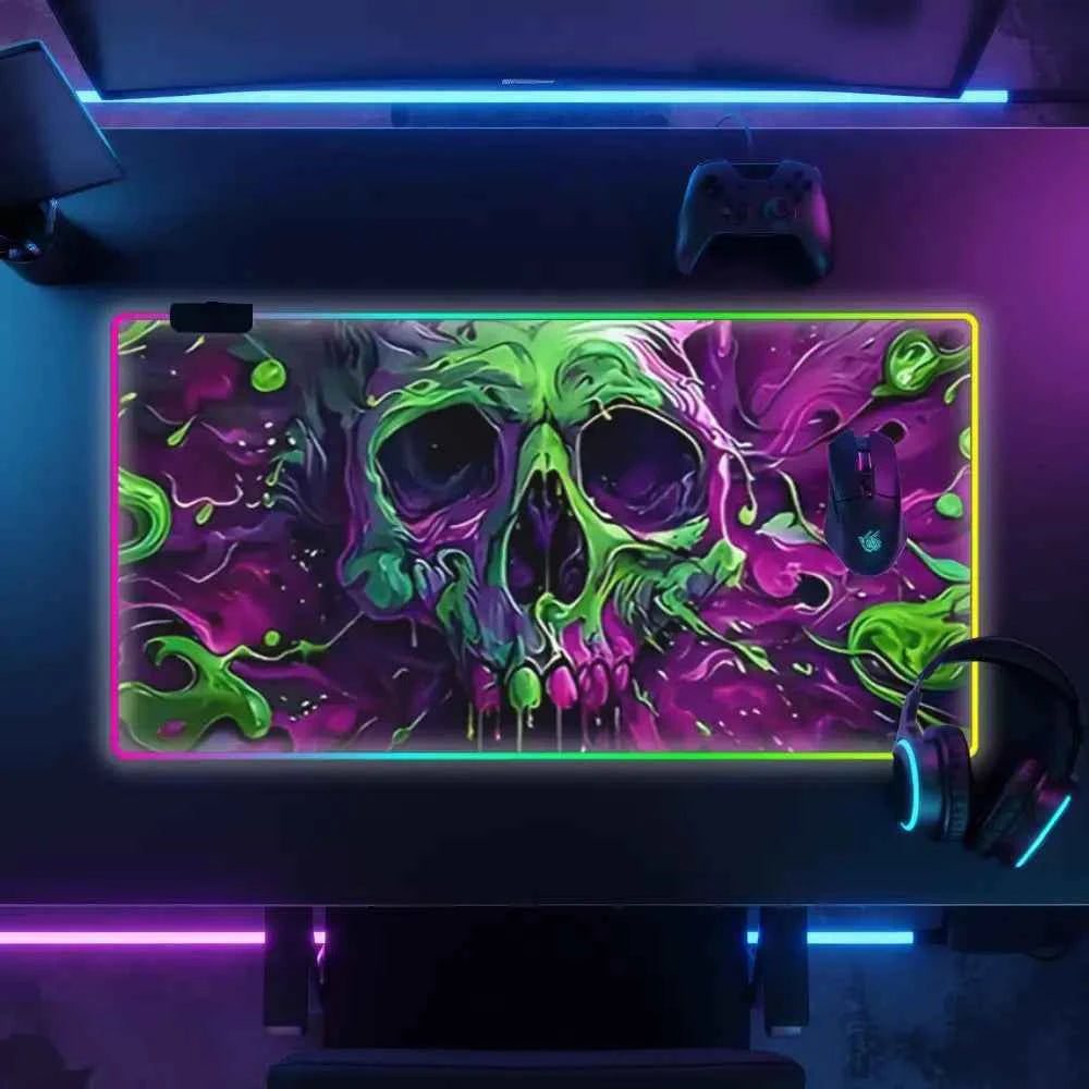 Grand tapis de souris RGB crane vert XXL