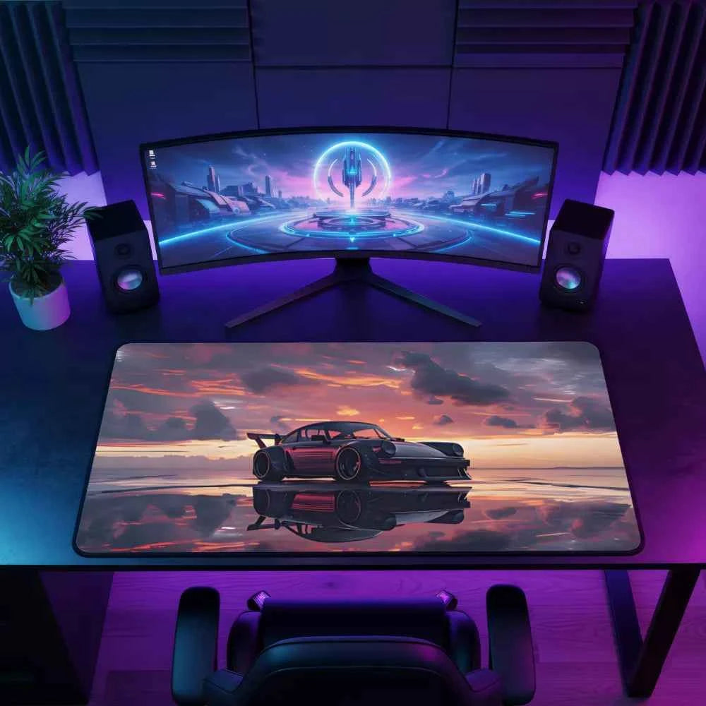 Grand tapis de souris voiture Porsche 911 Rouge