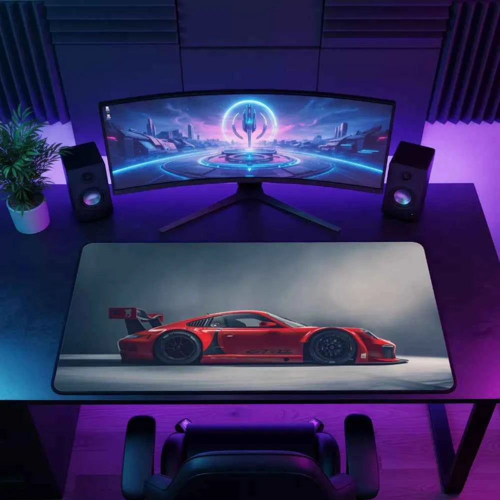 Grand tapis de souris voiture Porsche GT3 RS Rouge
