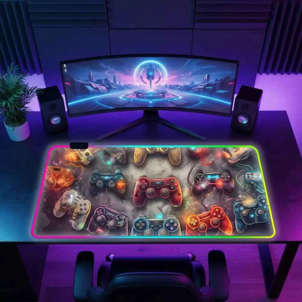 Petit tapis de souris xxl rgb multiples manettes