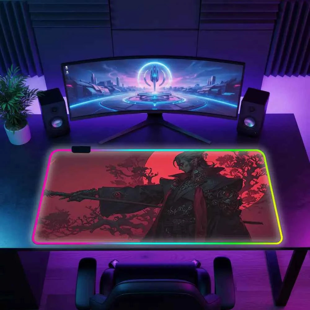 tapi de souri gamer lumineux vampire rouge