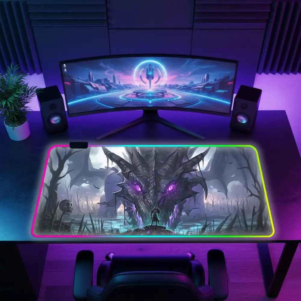 Tapi de souri gamer rgb dragon legendaire violet