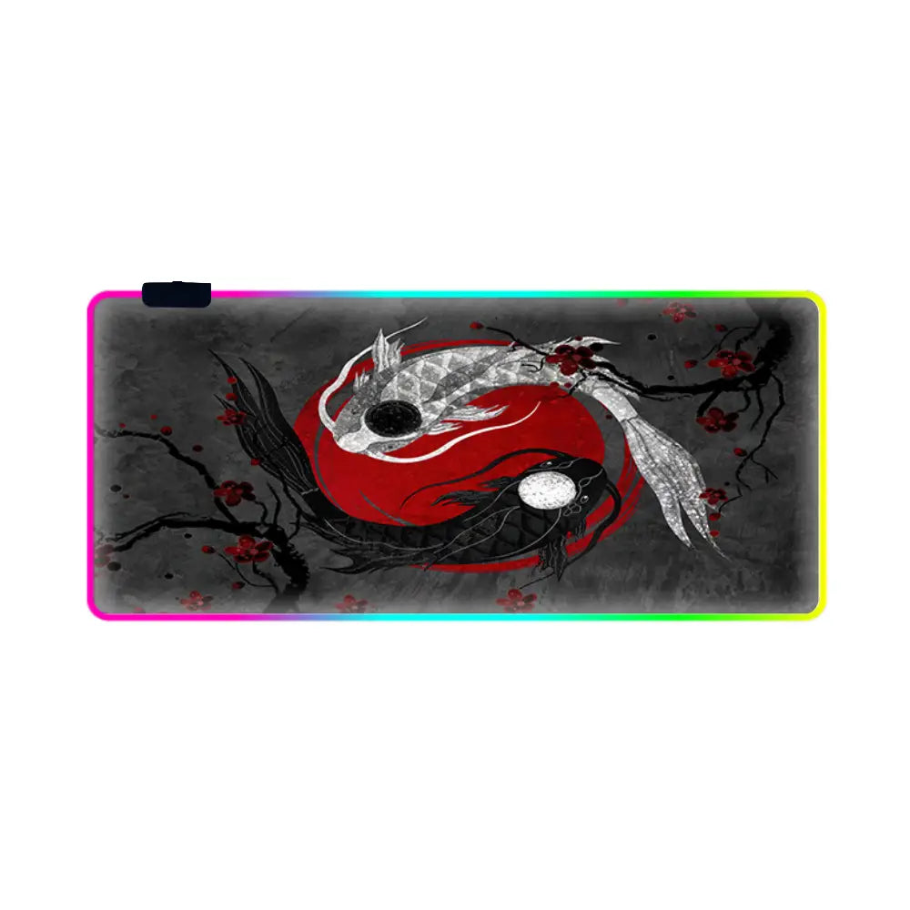 tapi de souri gamer rgb yin yang poisson