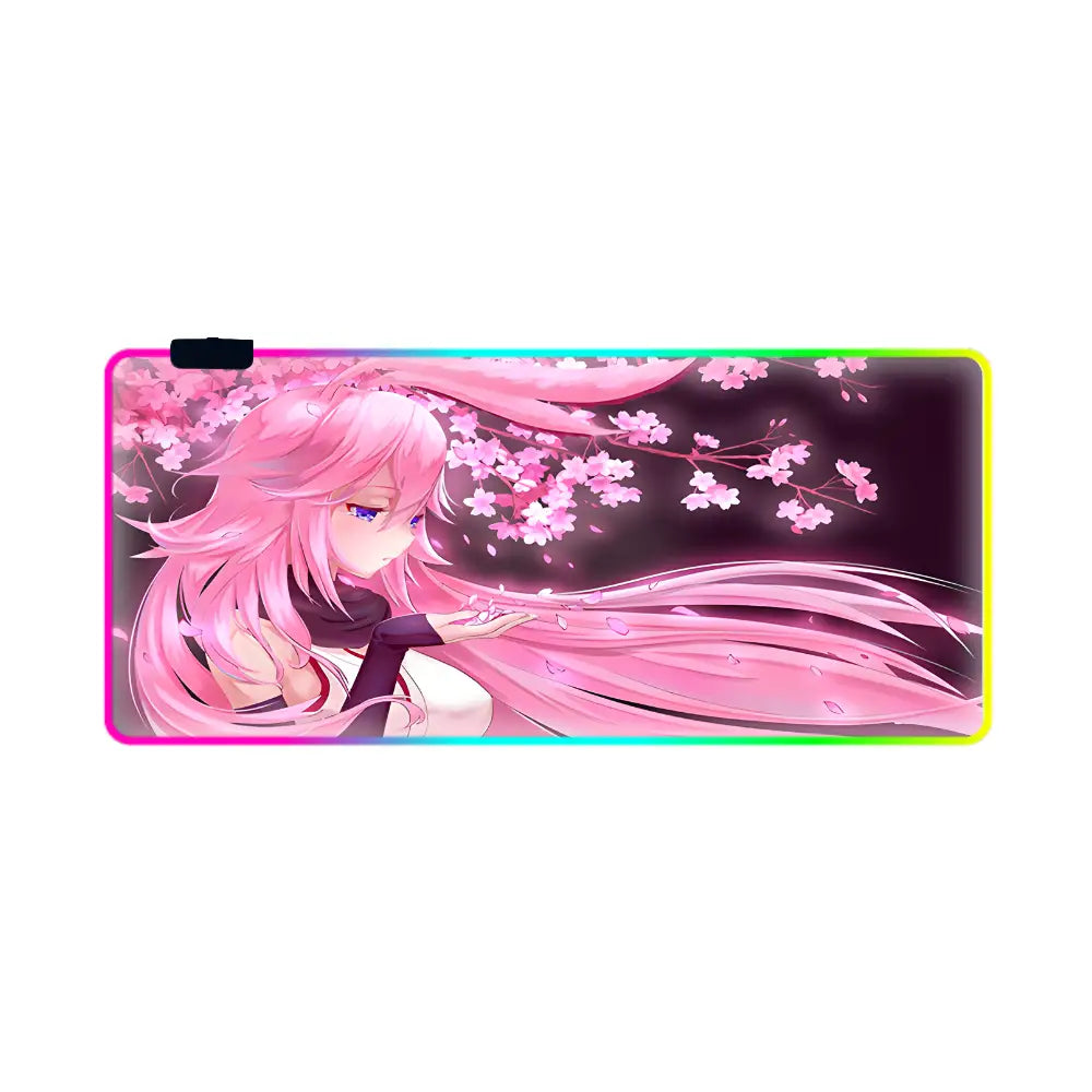 tapis de souris rgb fille manga rose fleur