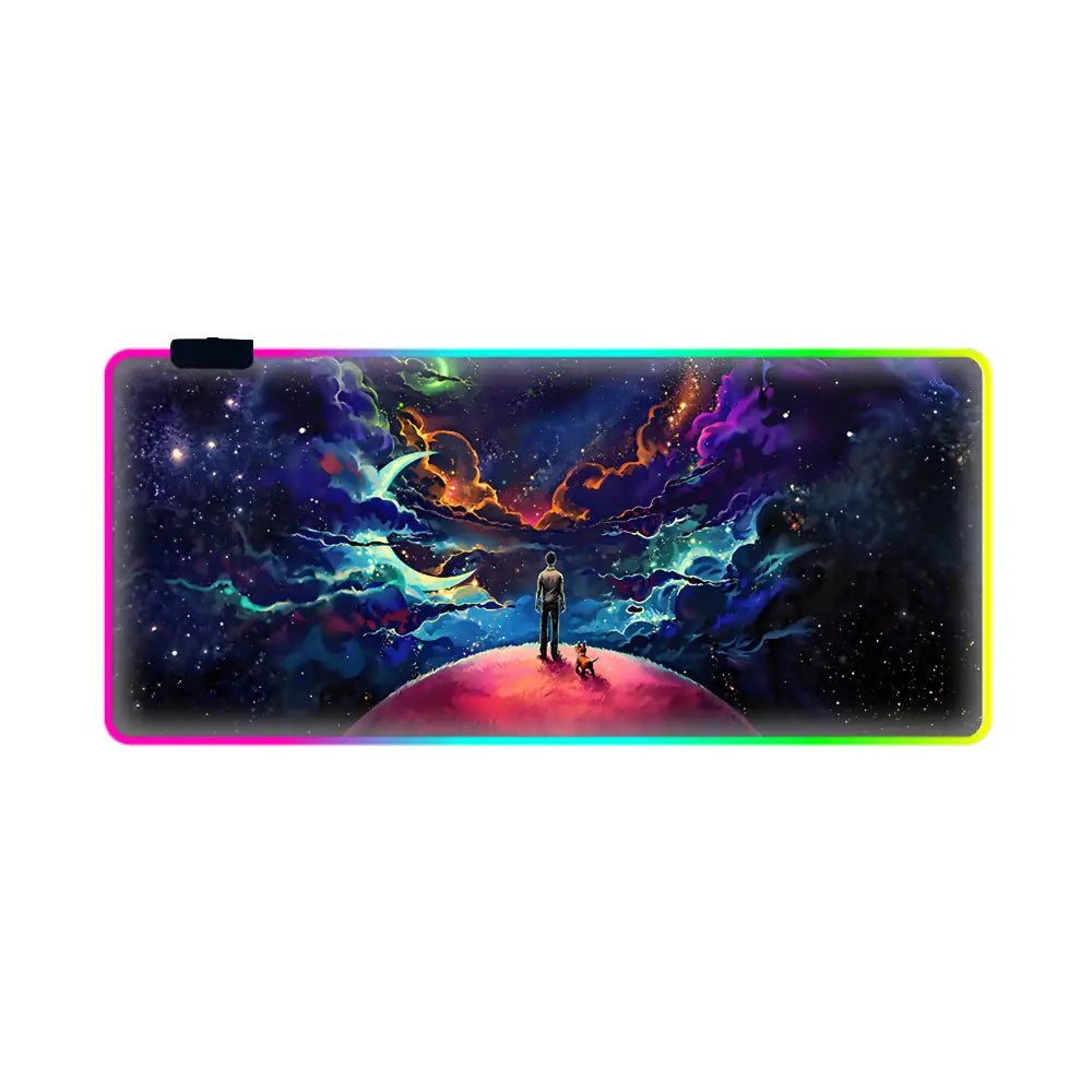 tapis de souris rgb planete lune nuit