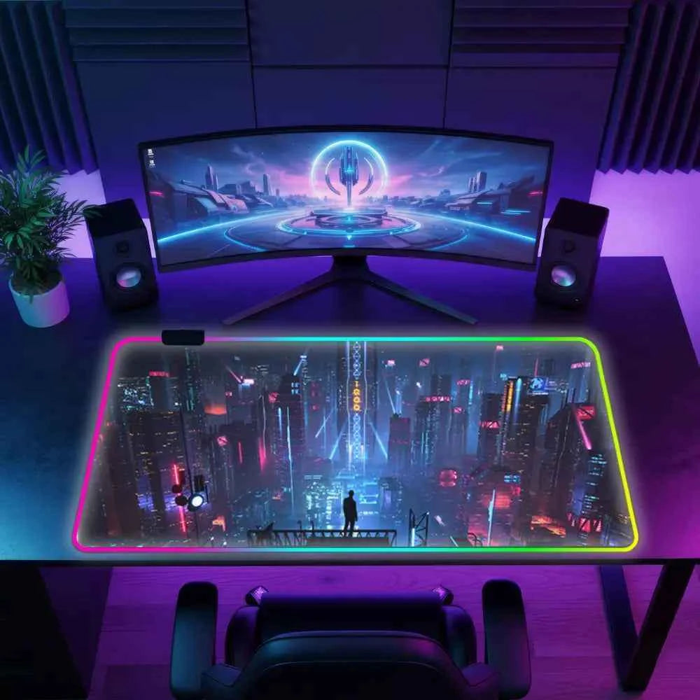 Tapi de souri xxl led ville futuriste