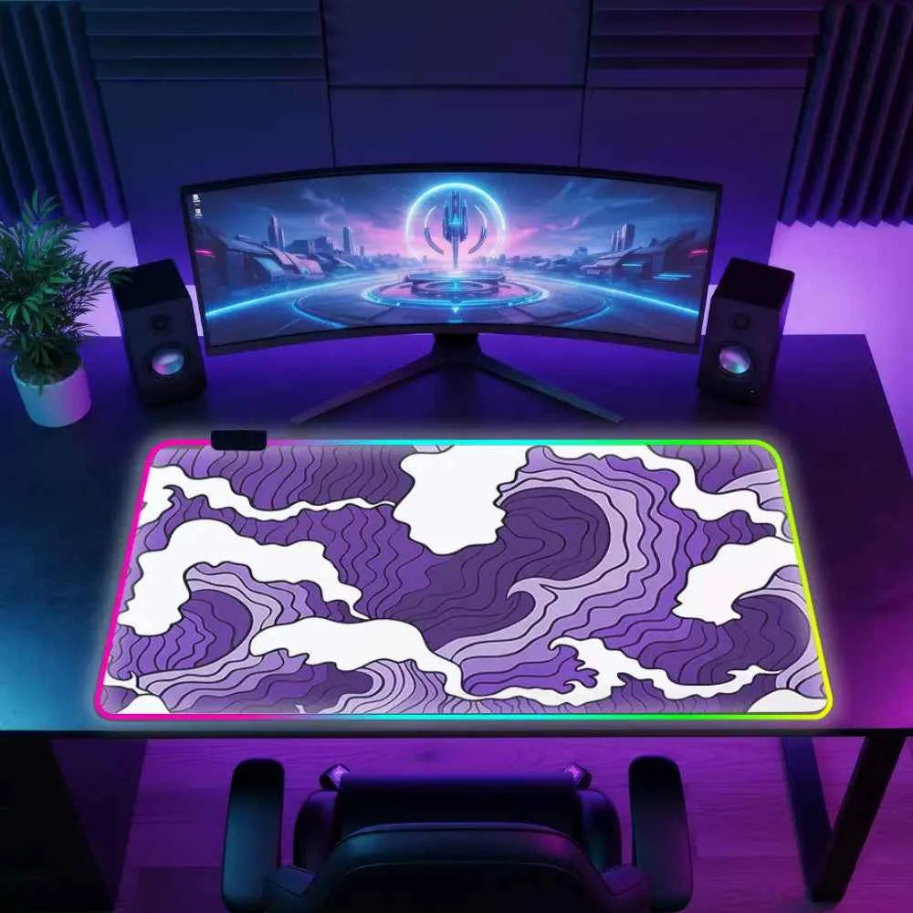 Tapis de souris xxl rgb vague violette