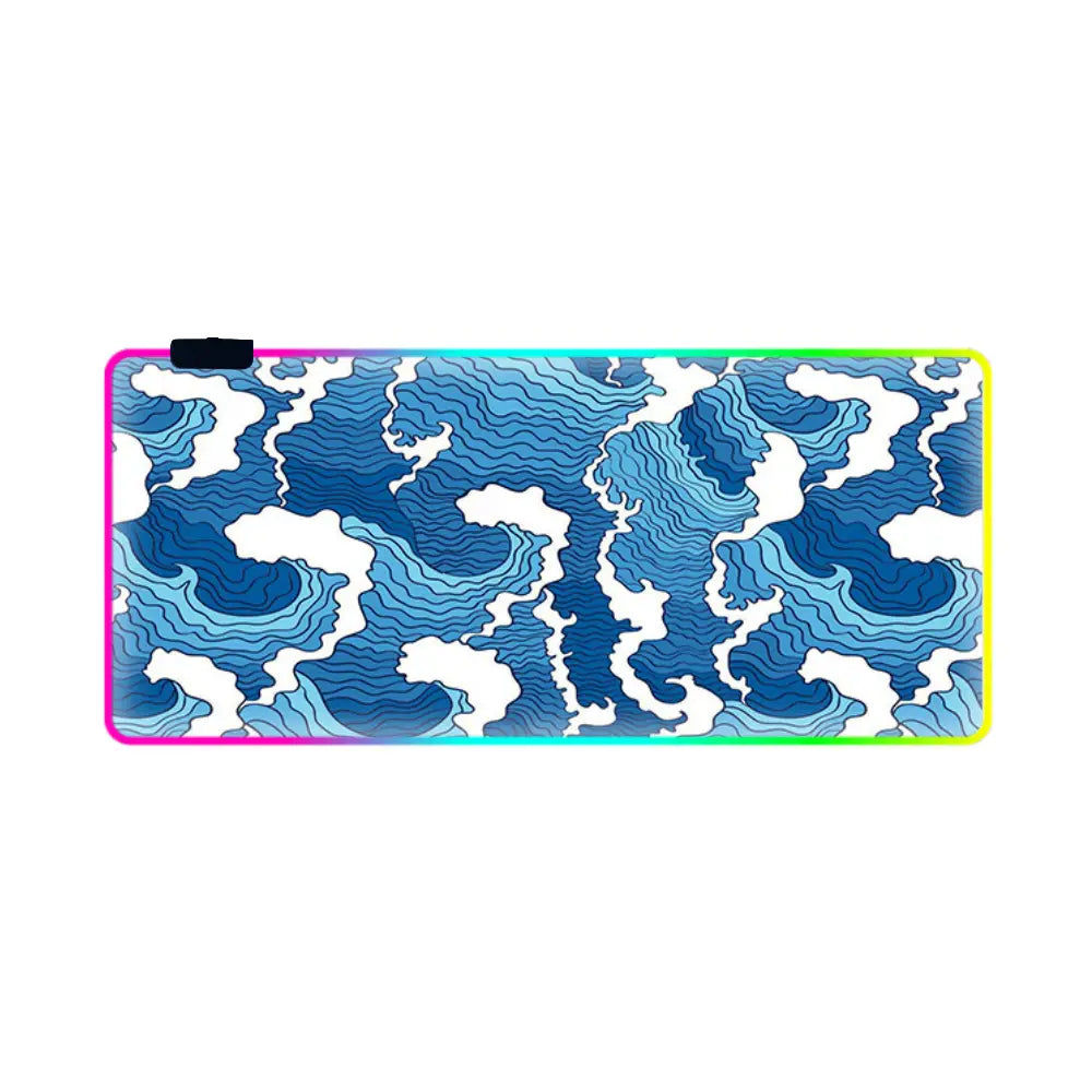 tapi de souri xxl lumineu vague bleu