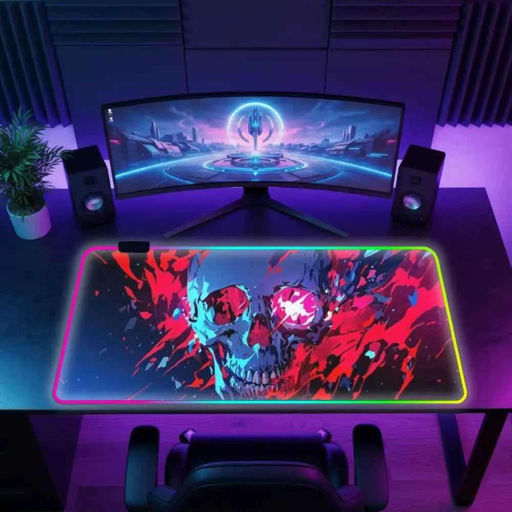 Tapi de souri xxl rgb crane rouge gamer