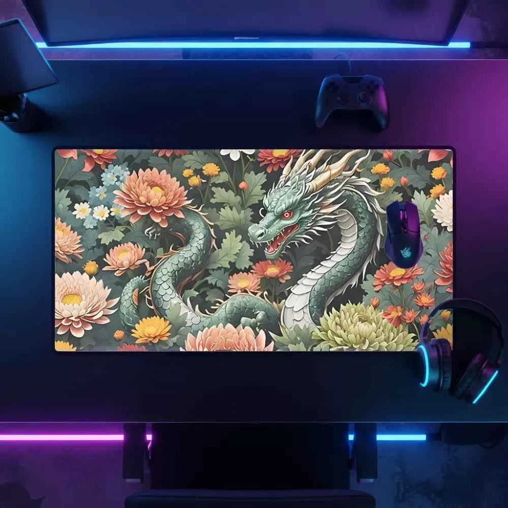 Tapis de souris Dragon en fleur