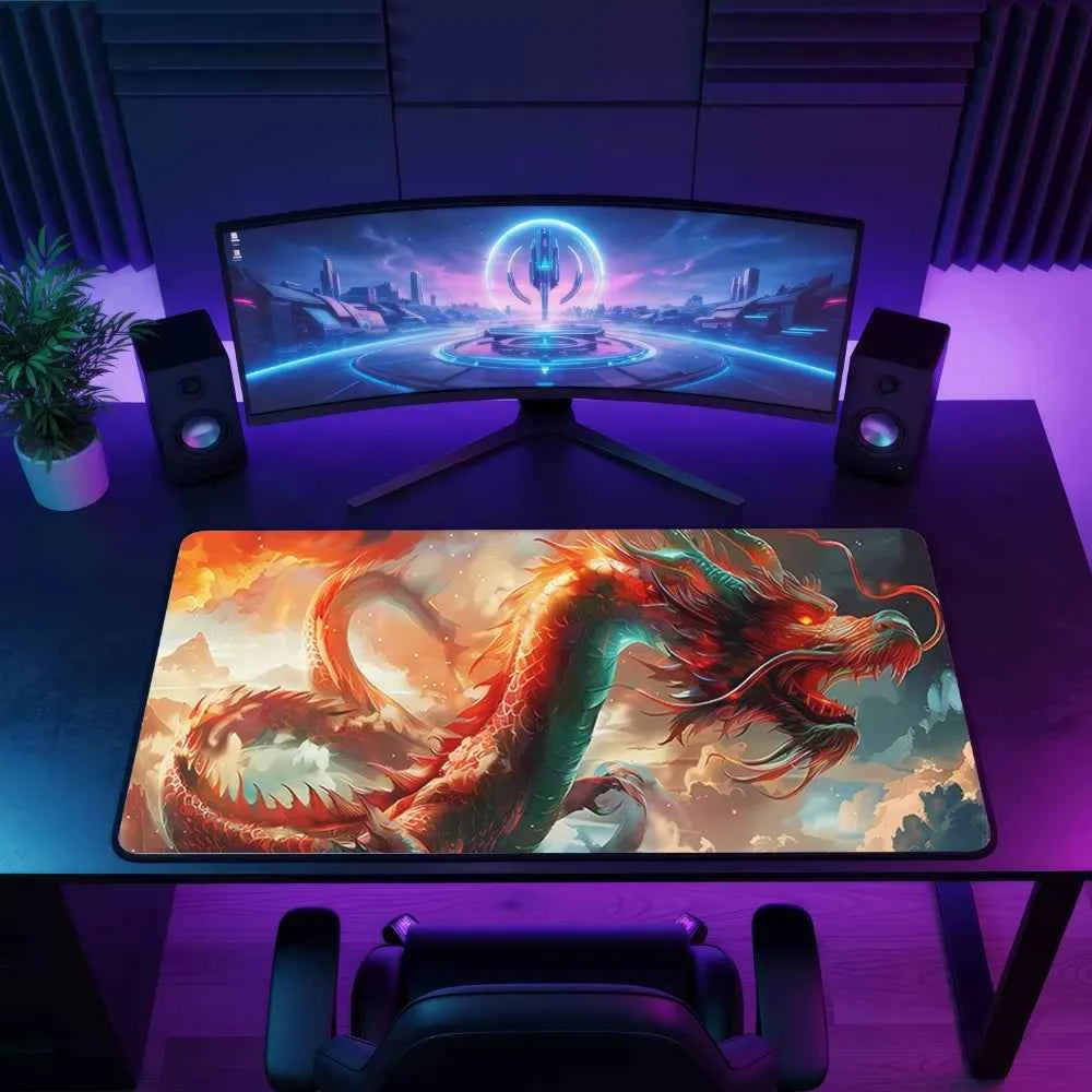 Tapis de souris XXL Japon Dragon rouge