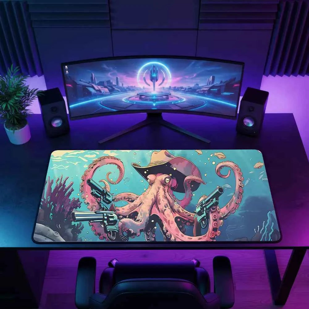 Tapis de souris XXL Japon Kraken cowboy