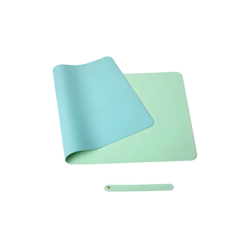tapis de souris cuir reversible bleu vert