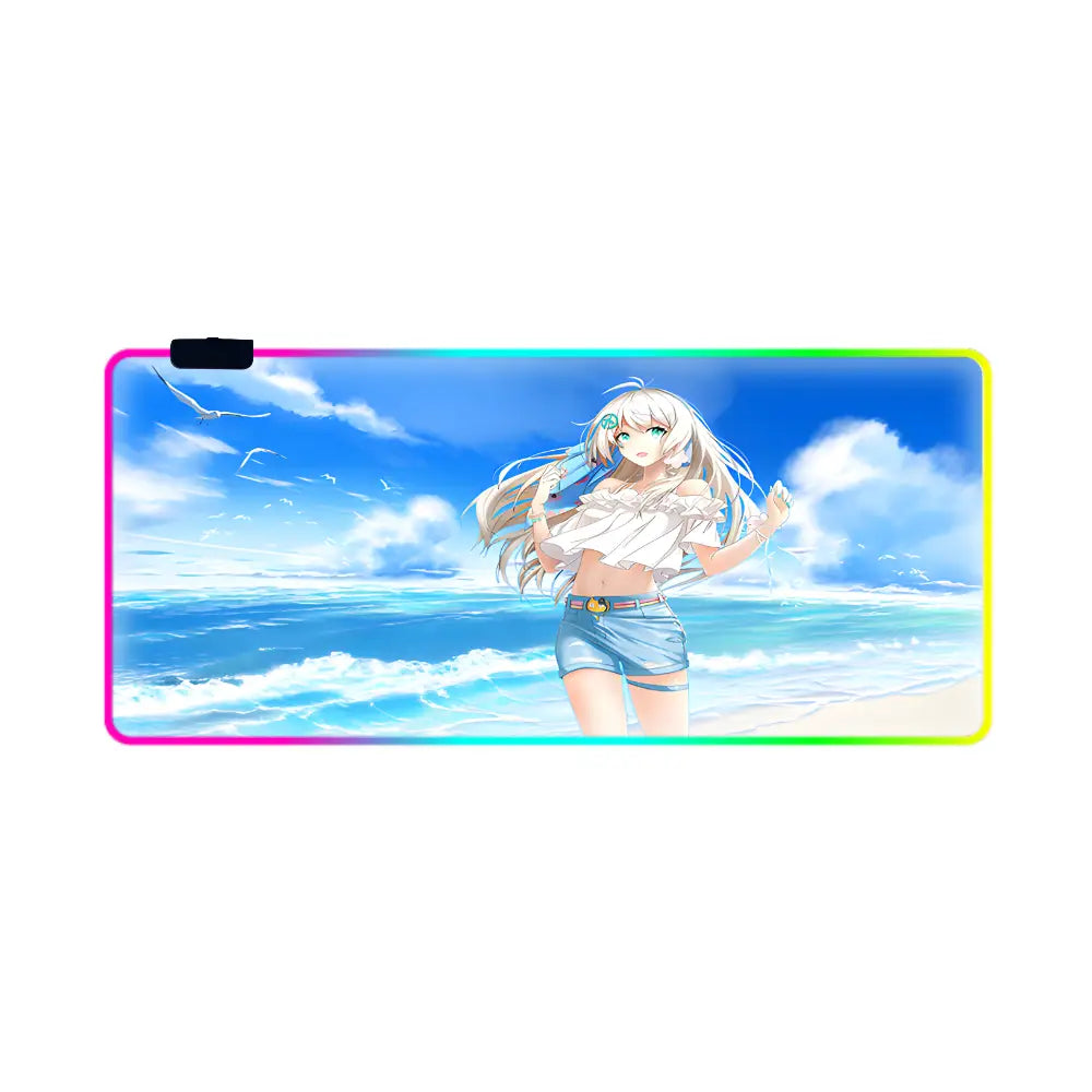 tapis de souris fille manga xxl rgb plage bleu
