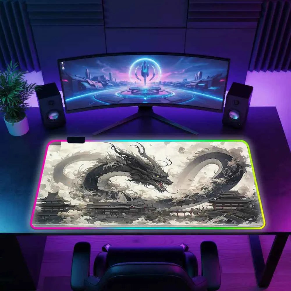 Tapis de souris gamer neon dragon celeste japon