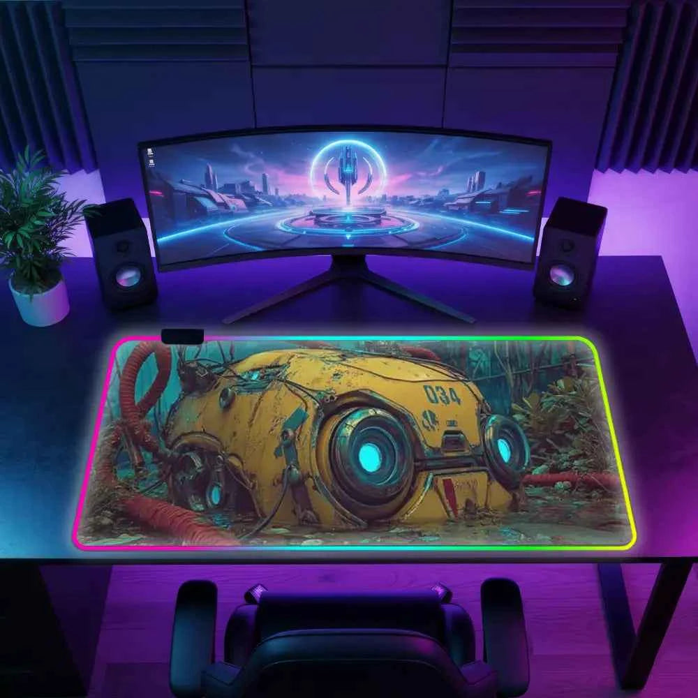 Tapis de souris gamer rgb machine abandonnee