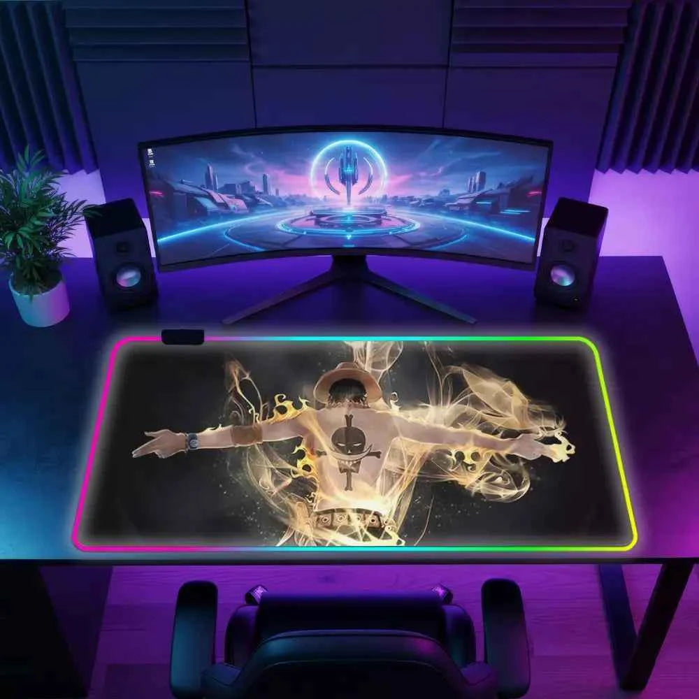 Tapis de souris gaming led one piece ace embrase