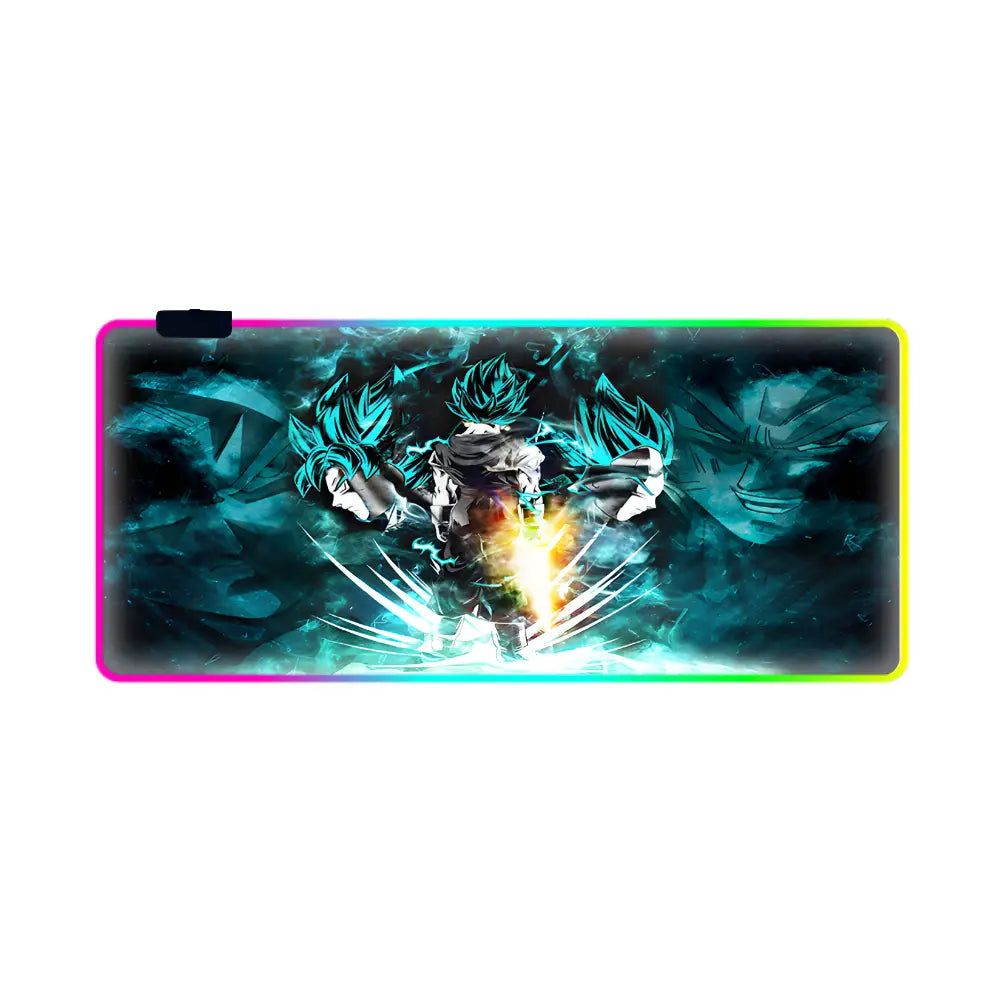 tapis de souris gaming rgb goku saiyan bleu