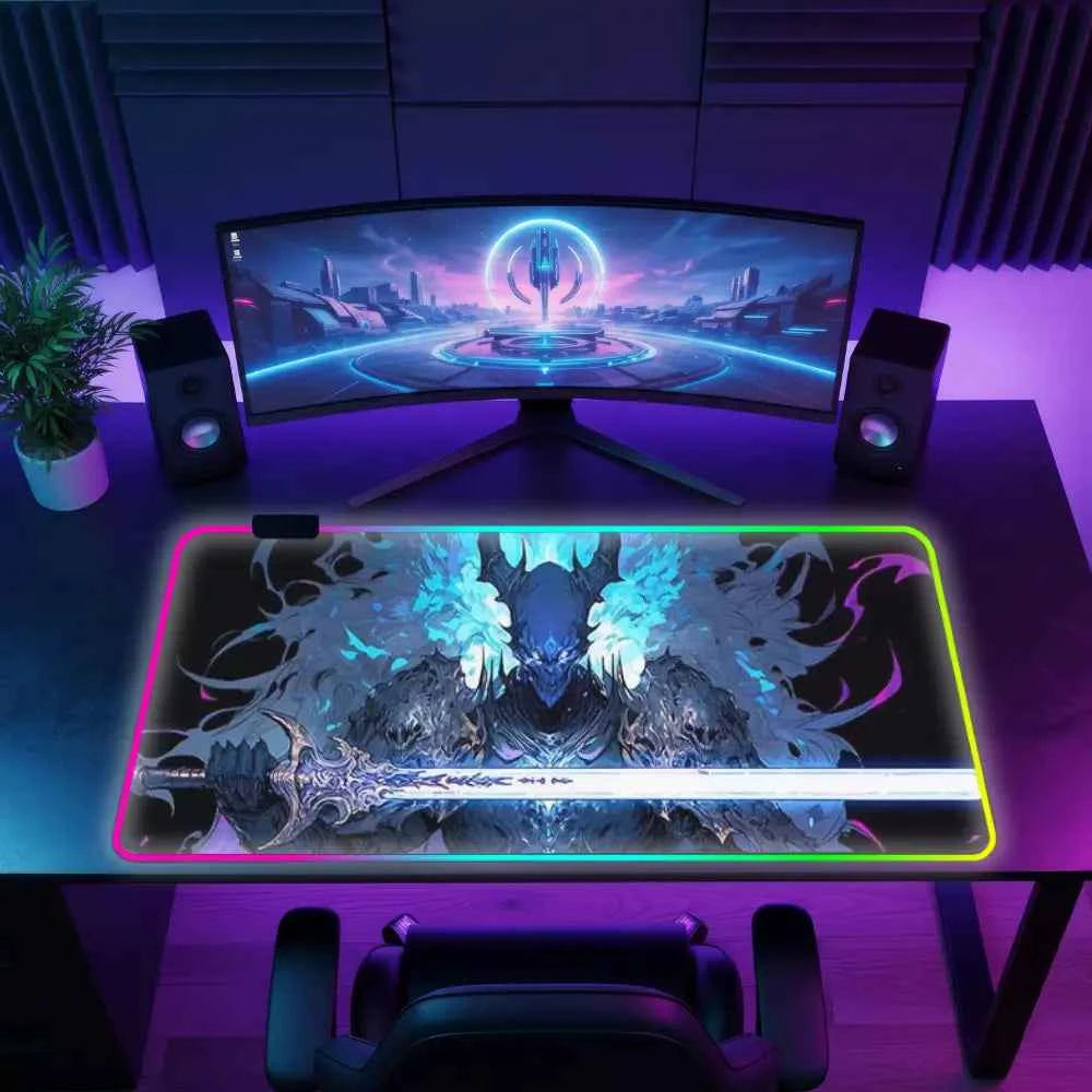 Tapis de souris lumineu guerrier demoniaque