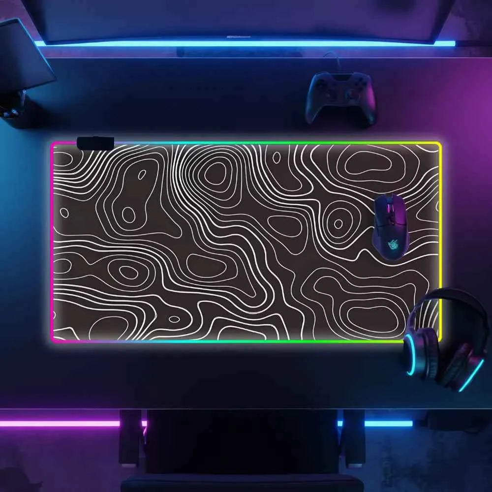 Tapis de souris lumineu ligne abstrait noir