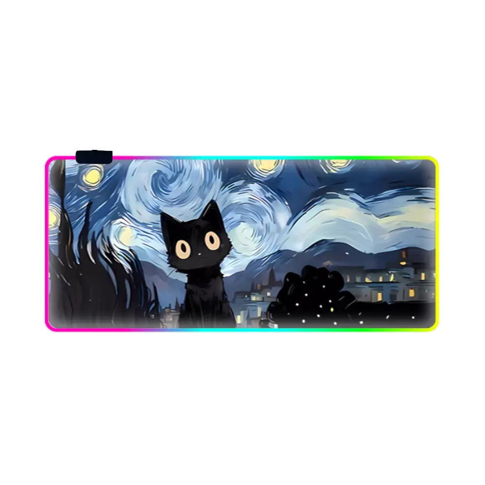 Tapis de souris lumineux chat van gogh