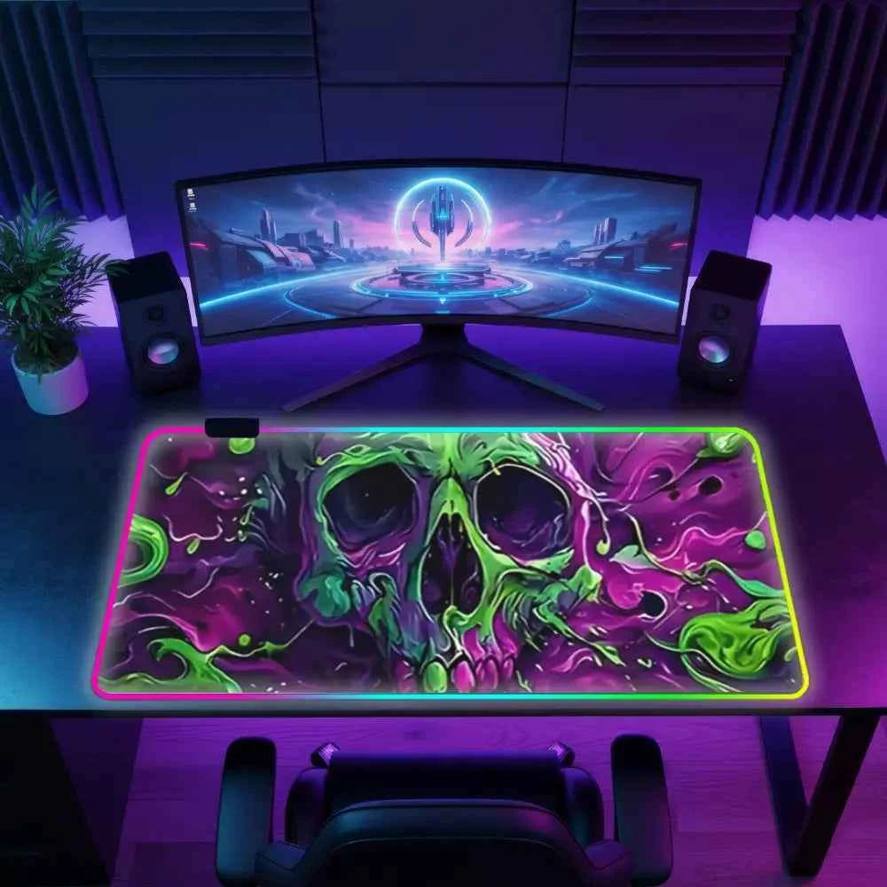 Tapis de souris lumineux crane vert