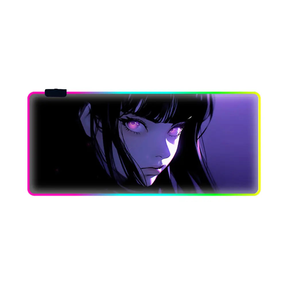 Tapis de souris lumineux femme anime au regard violet