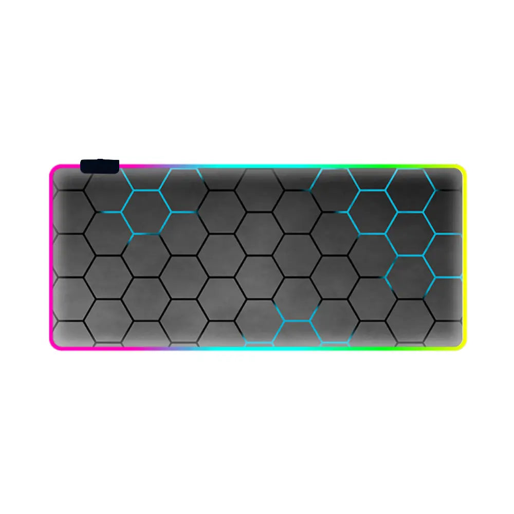 Tapis de souris lumineux hexagones bleus