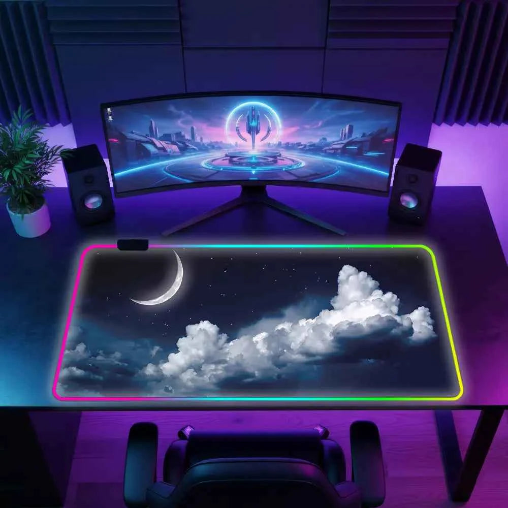 Tapis de souris lumineux lune nuit
