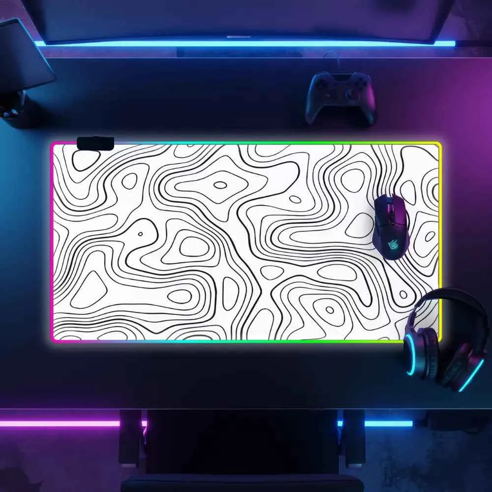 Tapis de souris lumineux topographique blanc