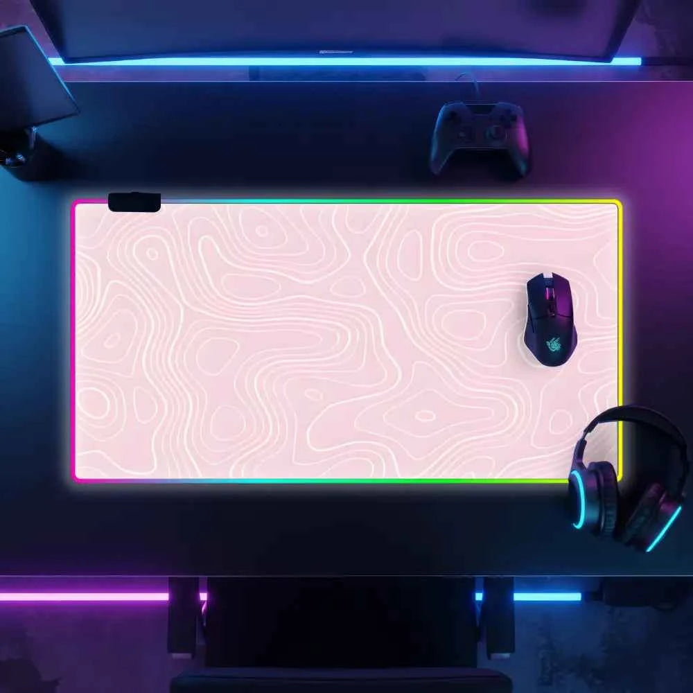 Tapis de souris lumineux topographique rose