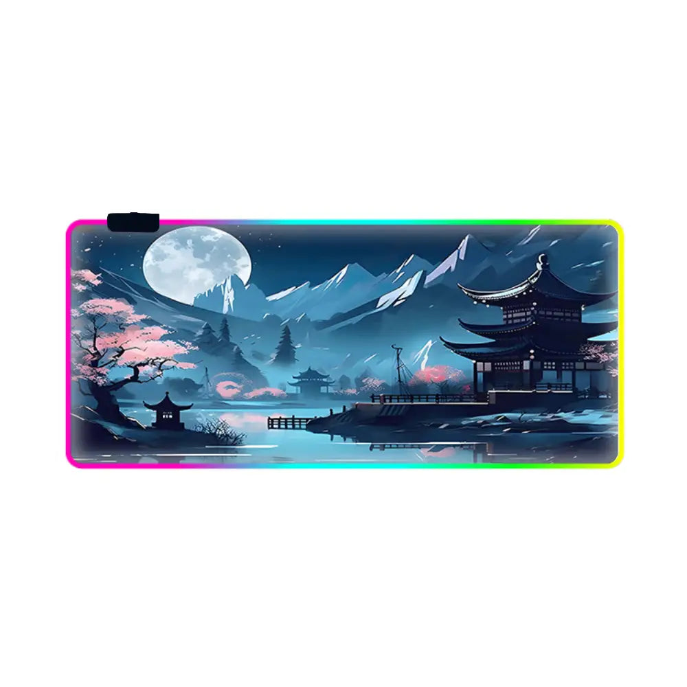 tapis de souris lune lumineux xxl paysage japon