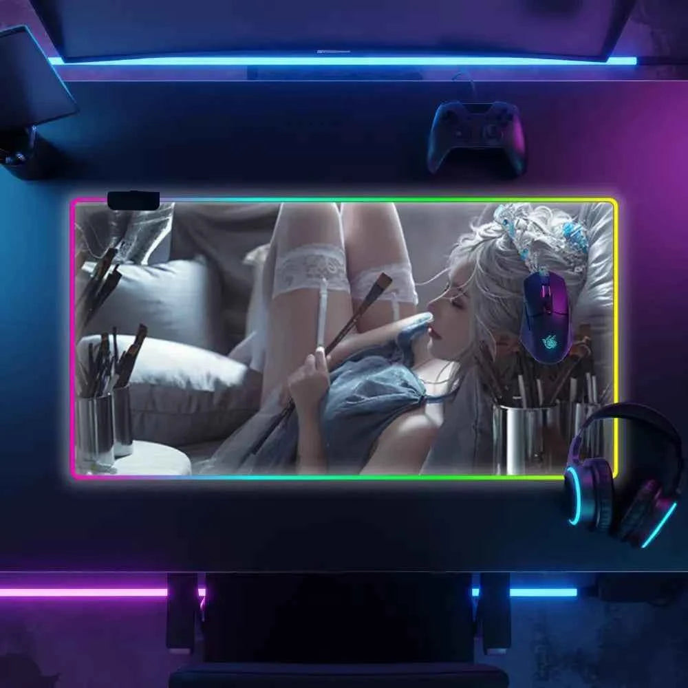 Tapis de souris neon femme japonaise artiste