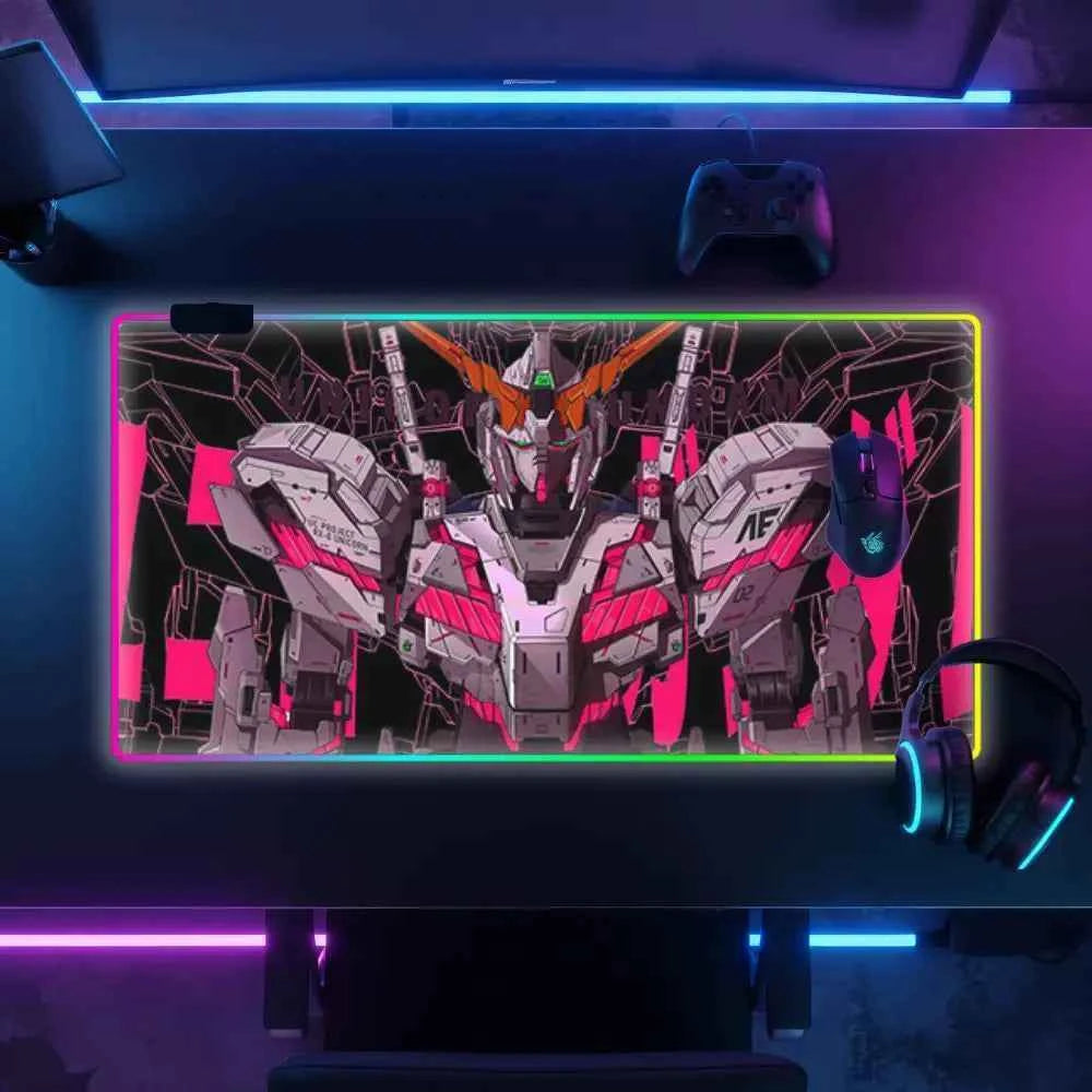 Tapis de souris neon gaming gundam rx 0 rose