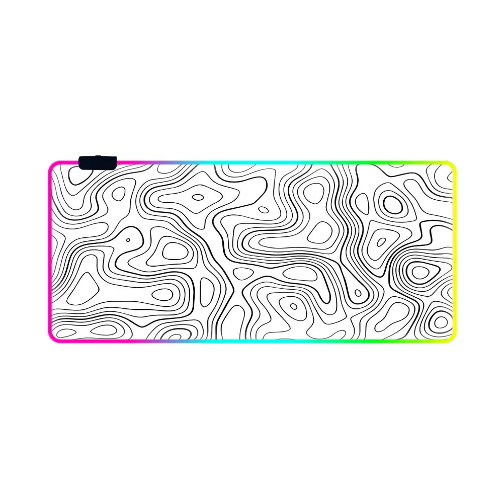 tapis de souris neon topographique blanc