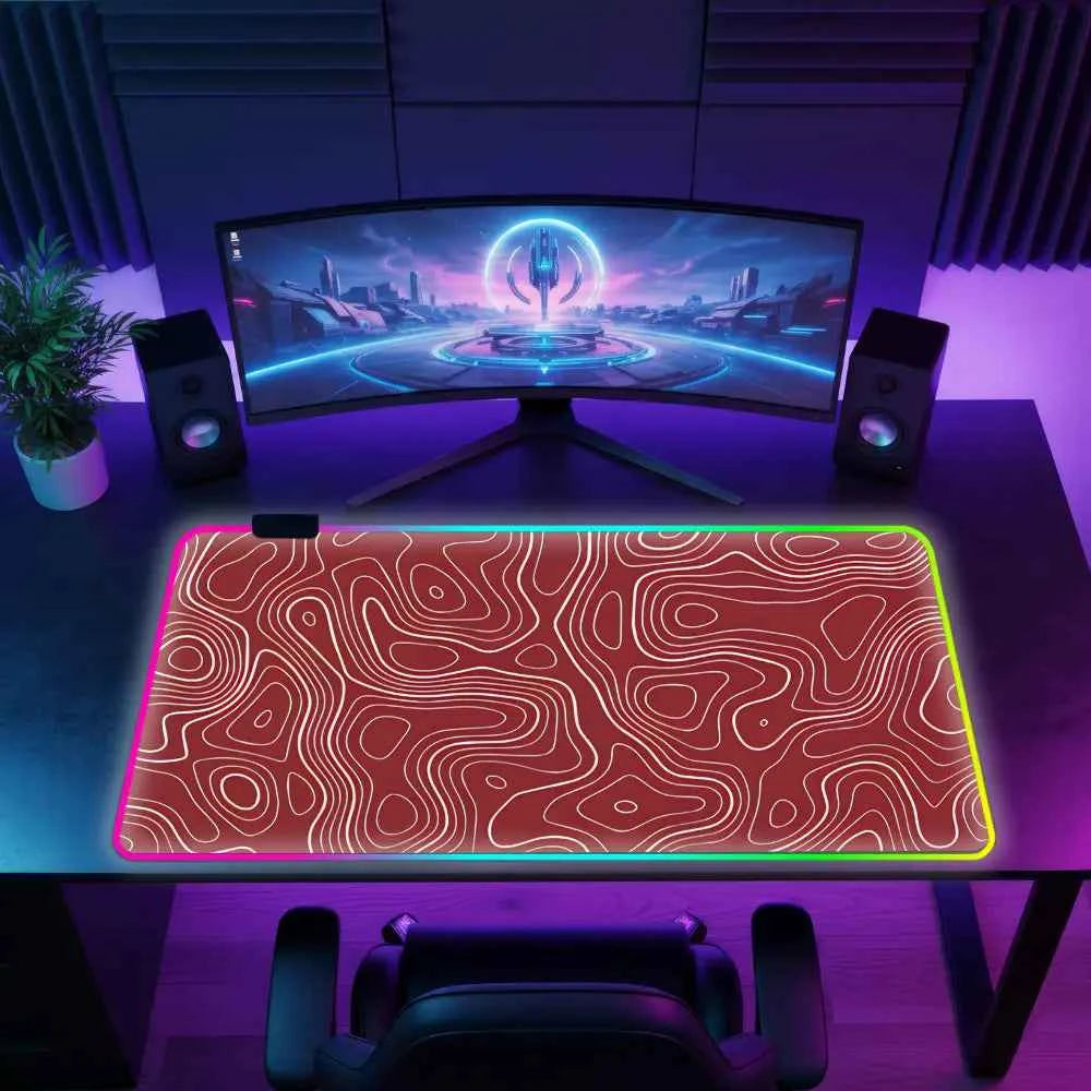 Tapis de souris neon topographique rouge
