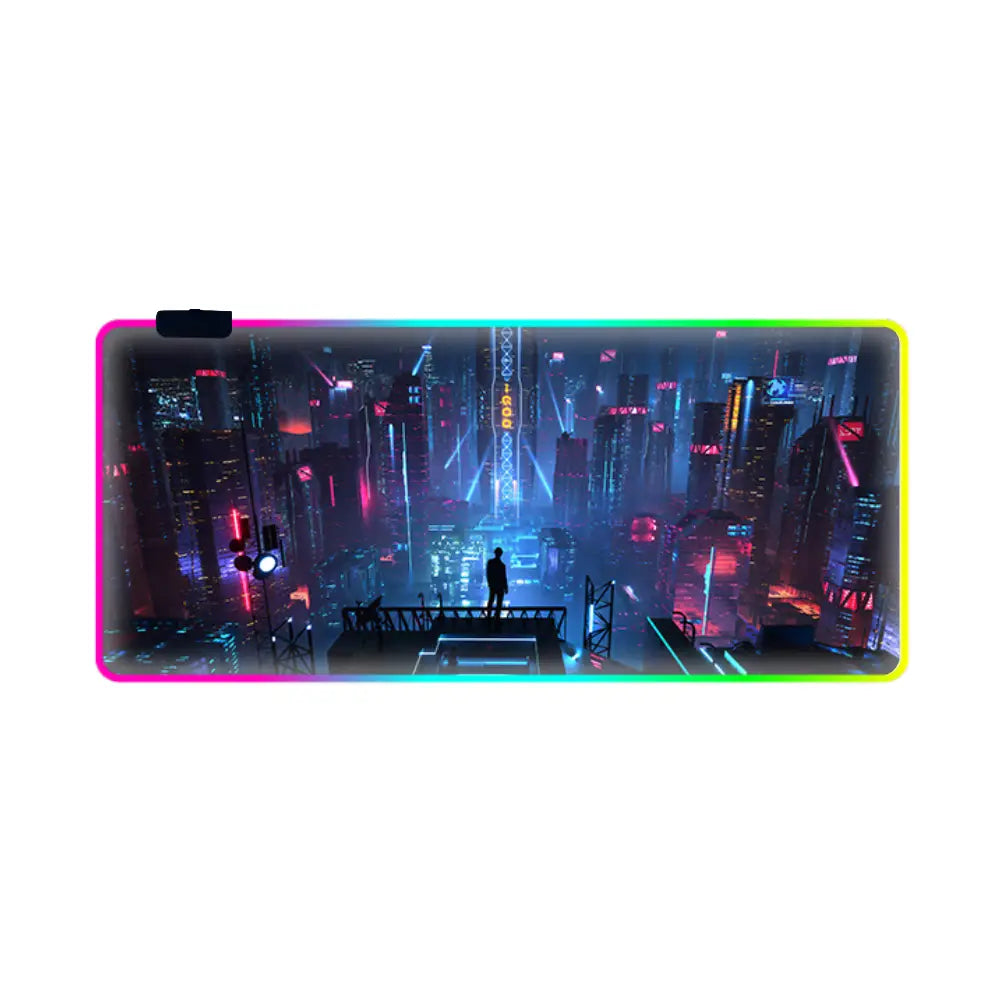 Tapis de souris neons ville futuriste