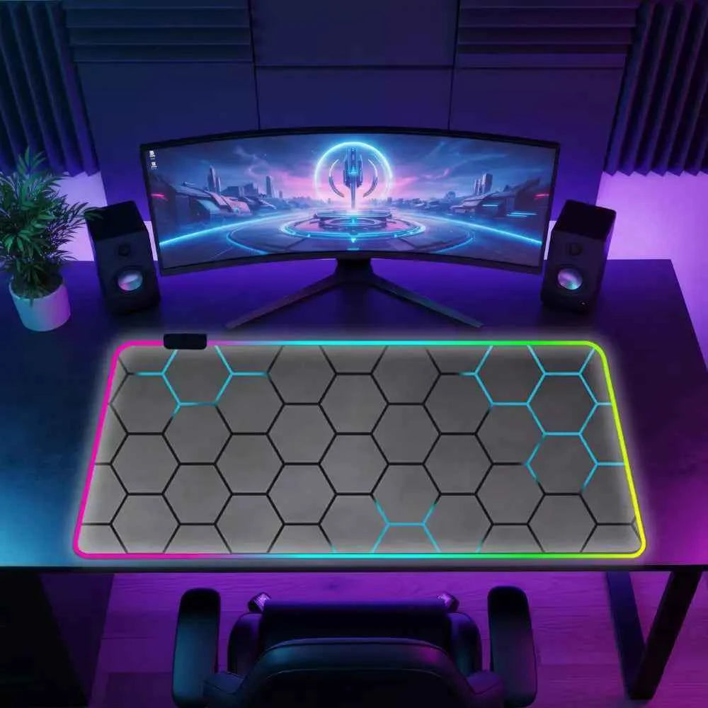 Tapis de souris rgb hexagones bleus