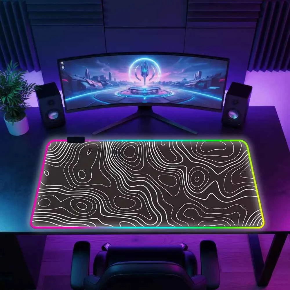 Tapis de souris rgb ligne abstrait noir