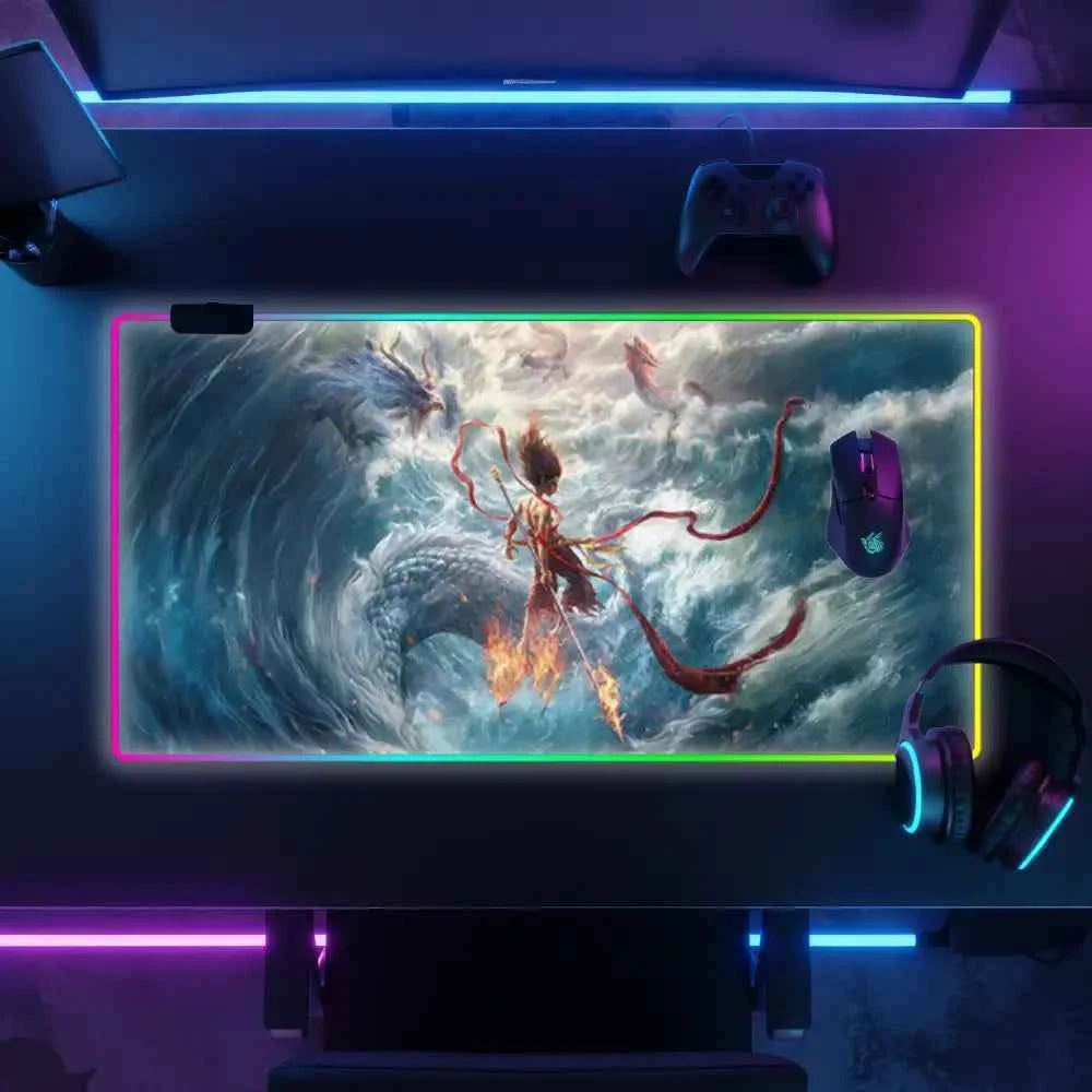 Tapis de souris rgb ne zha 2 affiche