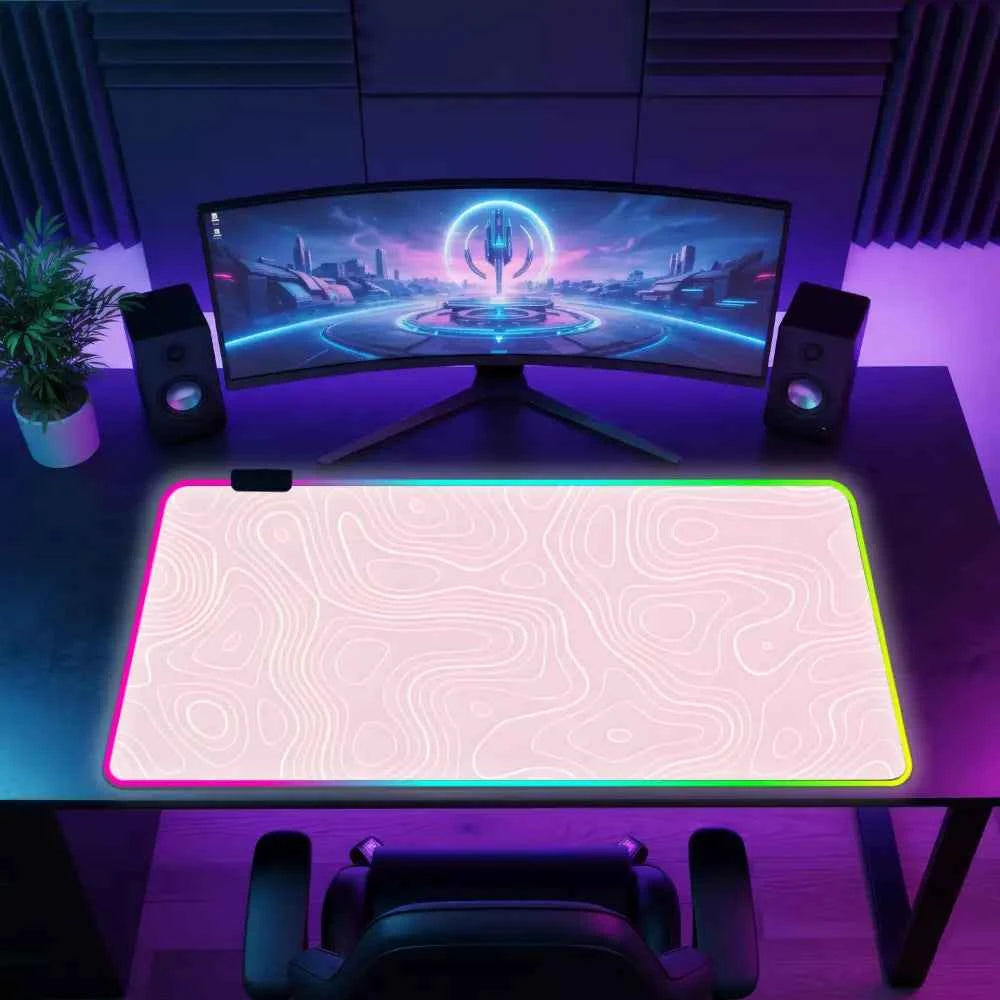Tapis de souris rgb topographique rose