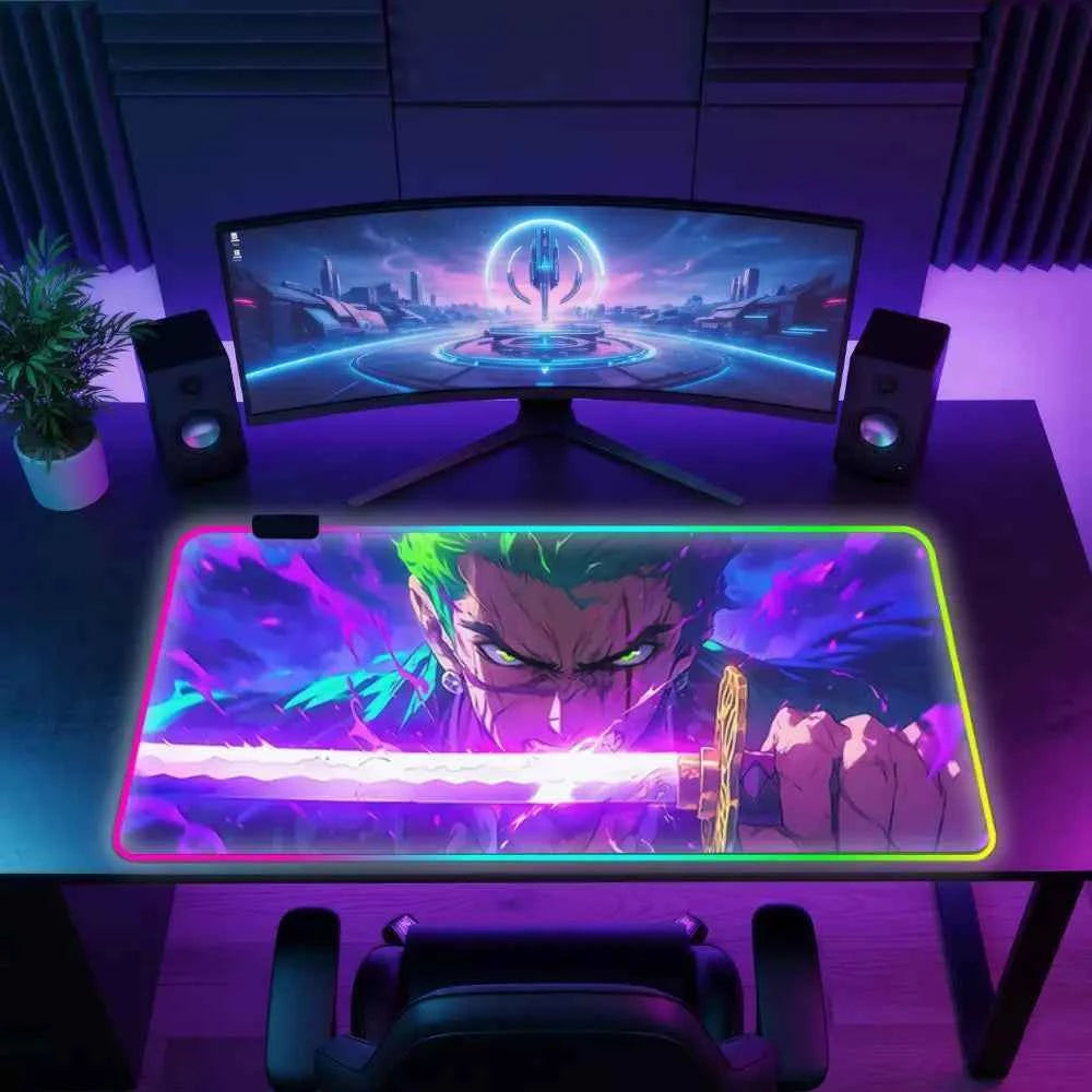 Tapis de souris rgb zoro avec une epee
