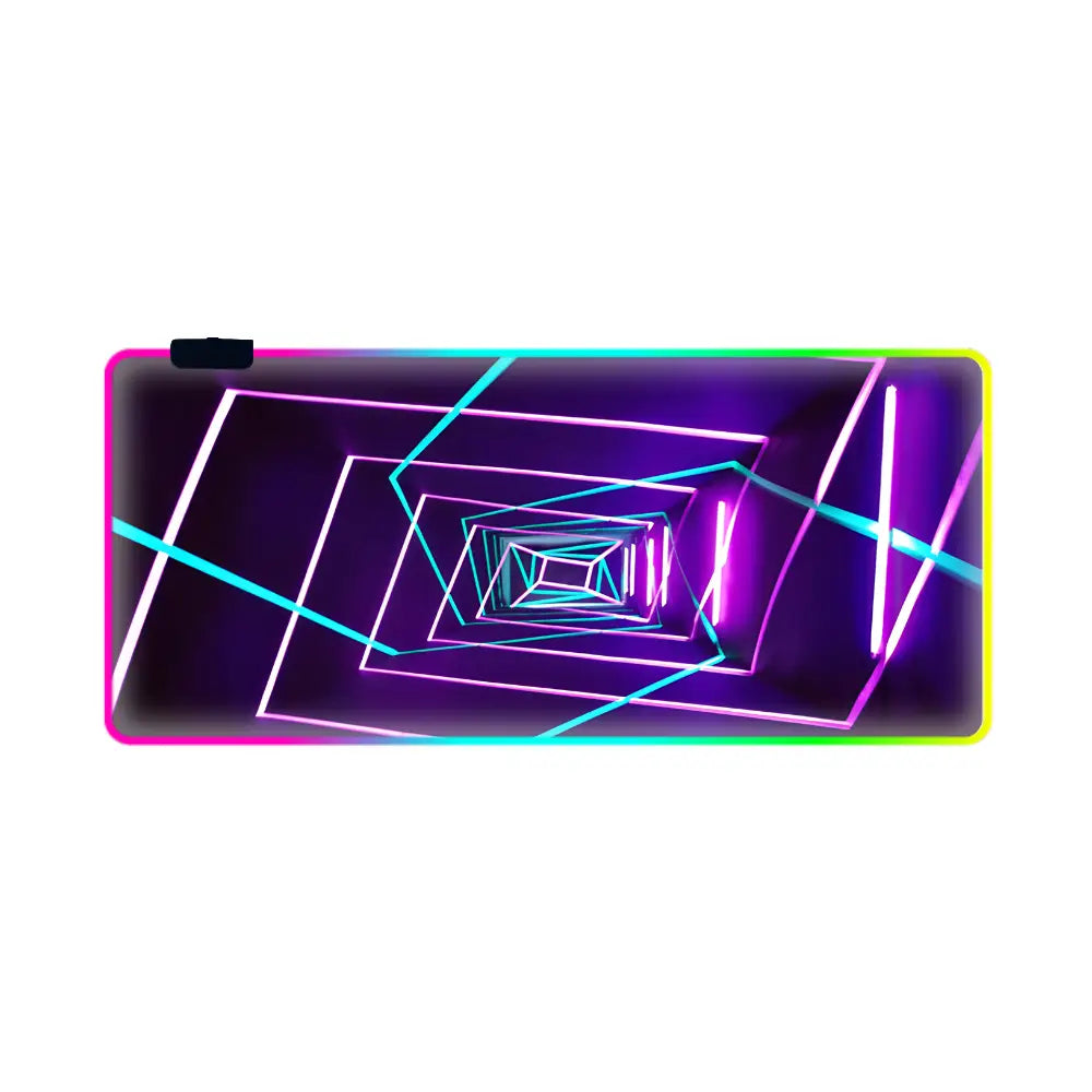 tapis de souris xxl gamer lumineux tunnel neon