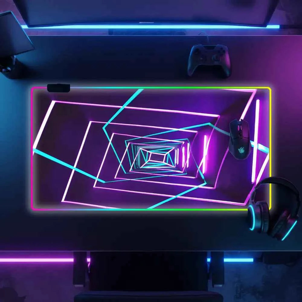 Tapis de souris xxl gamer tunnel neon