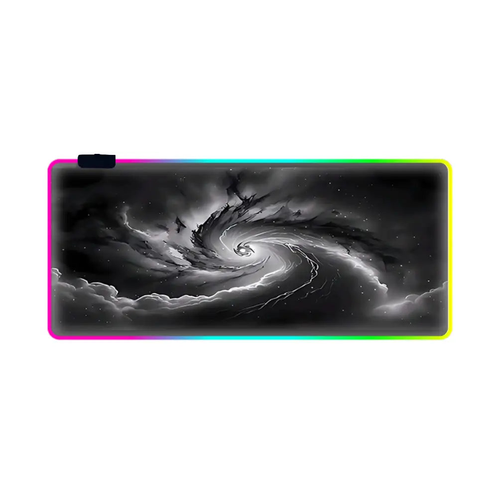tapis de souris xxl lumineux spirale noir