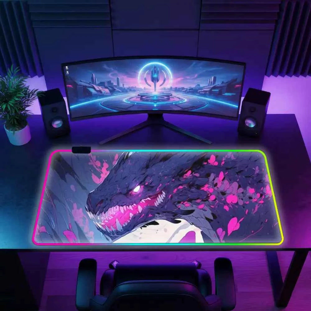 Tapis de souris xxl neon dragon violet