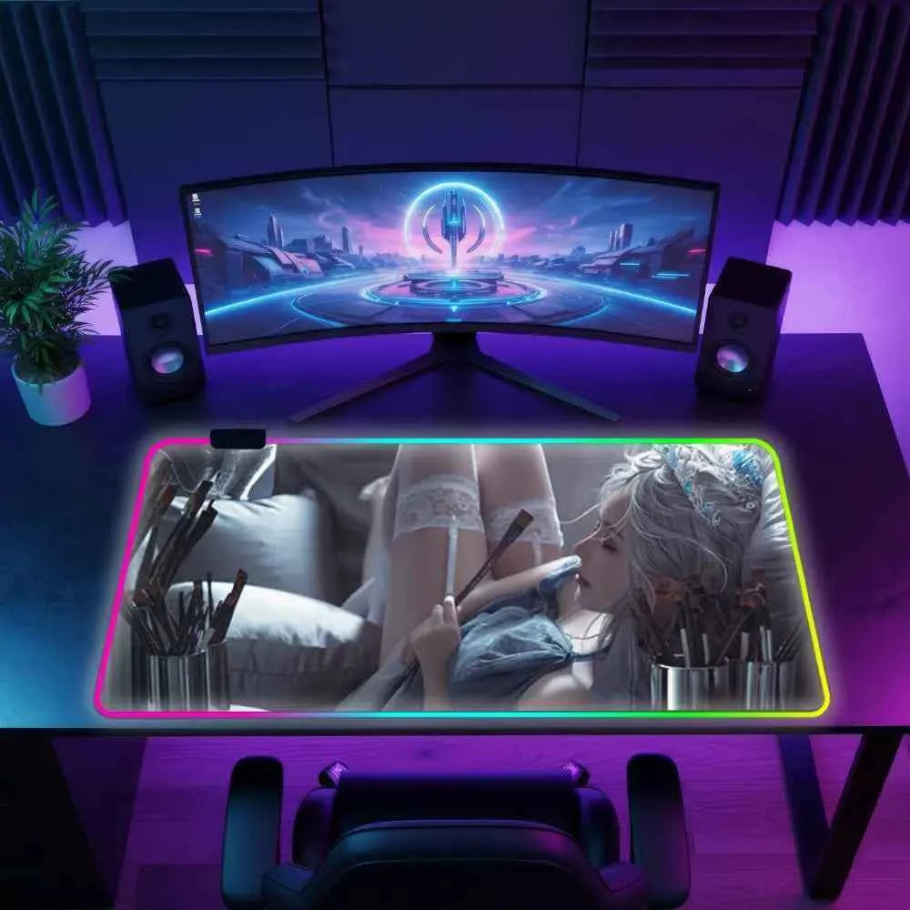 Tapis de souris xxl rgb femme japonaise artiste