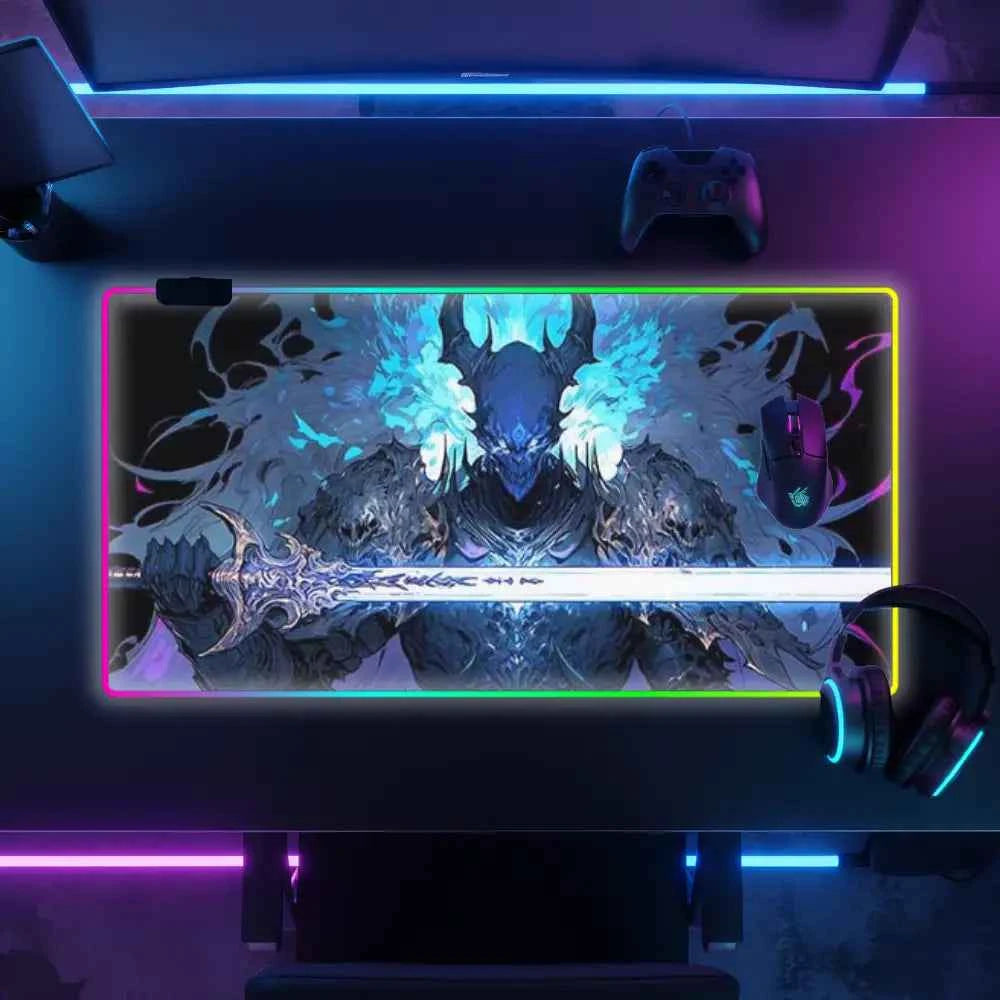 Tapis de souris xxl rgb guerrier demoniaque