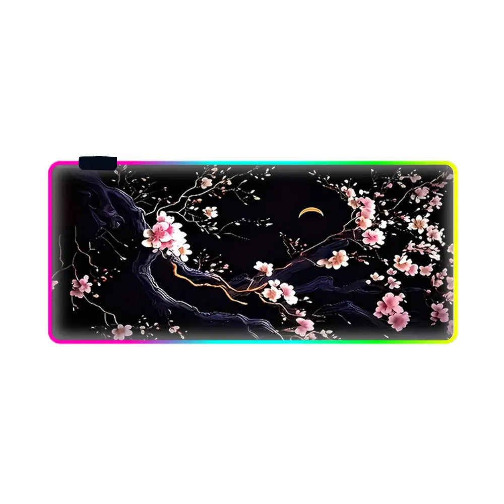 tapis de souris xxl rgb sakuna nocturne lune fleur
