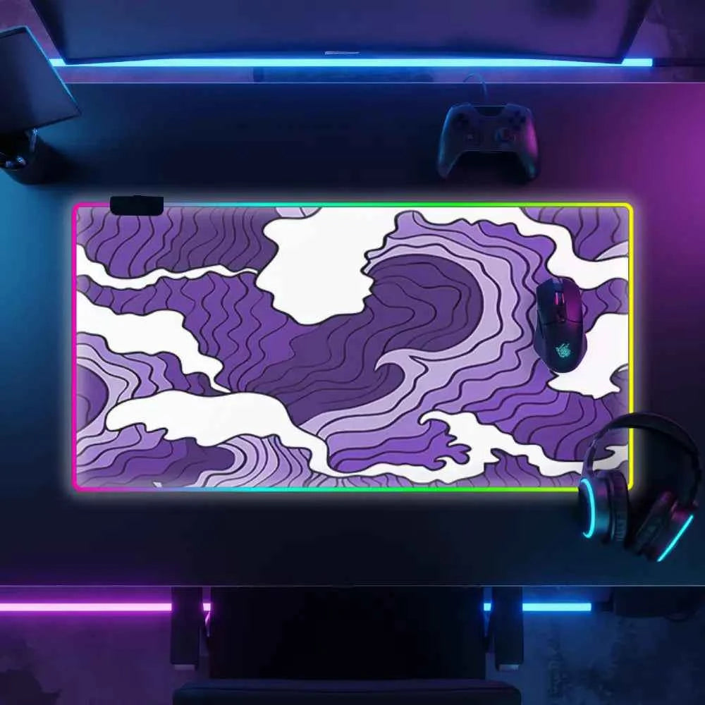 Tapis de souris xxl rgb vagues violet